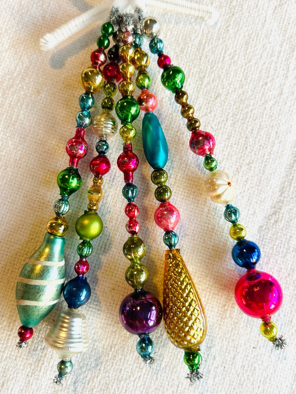 Vintage repurposed mercury glass garland bead icicle holiday Christmas ornaments